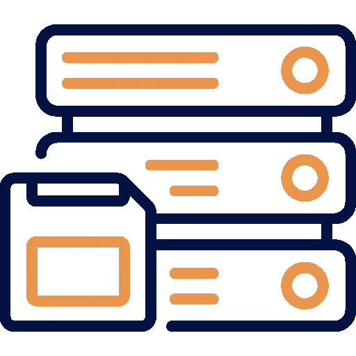 Data storage icon representing secure file storage and hosting capacity